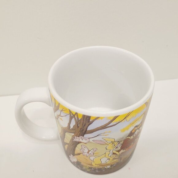 Vtg Disney Ceramic Coffee Cup Winnie Pooh Eeyore Rabbit Tigger Picnic 12OZ - Picture 5 of 6